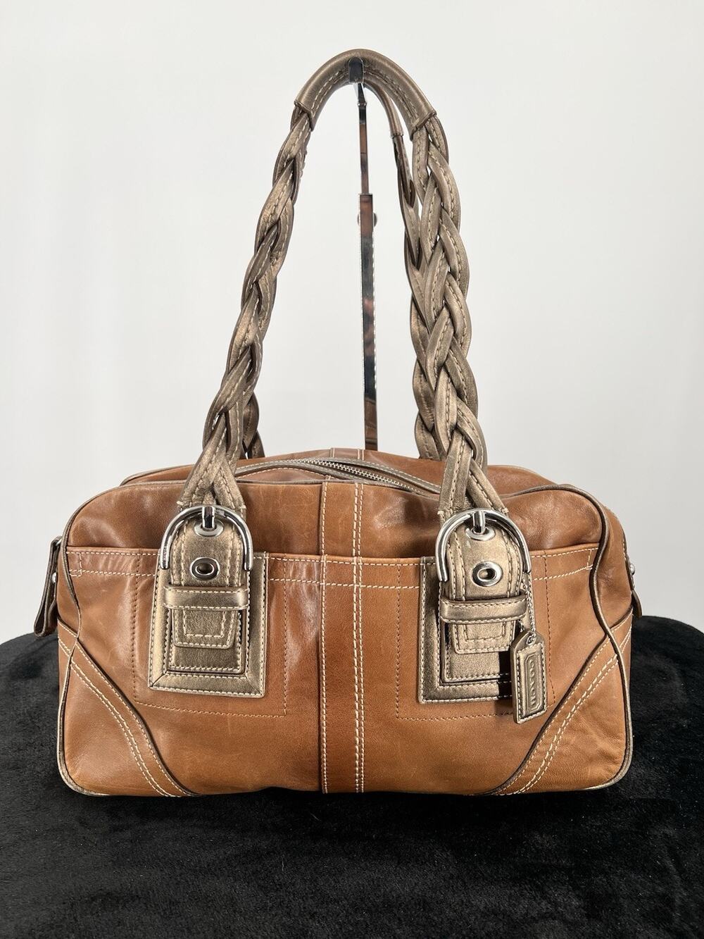 Coach MEDIUM F11413 Vintage Soho Y2K Caramel & Deep Gold Leather Shoulder Bag